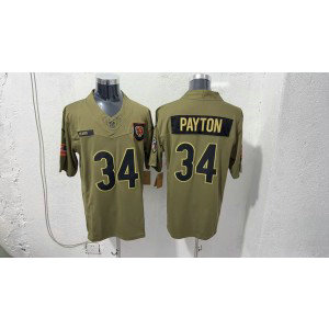 Nike Bears 34 Payton Olive 2025 Salute to Service F.U.S.E. Vapor Limited Men Jersey
