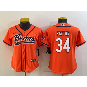 Nike Bears 34 Walter Payton Orange Vapor Baseball Limited Women Jersey