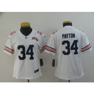 Nike Bears 34 Walter Payton White Alternate 100th Vapor Untouchable Limited Women Jersey