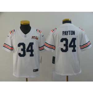 Nike Bears 34 Walter Payton White Alternate 100th Vapor Untouchable Limited Youth Jersey