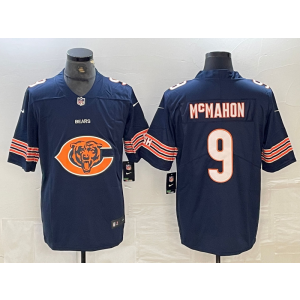 Nike Bears 9 Jim McMahon Blue Big Team Logo Vapor Limited Men Jersey