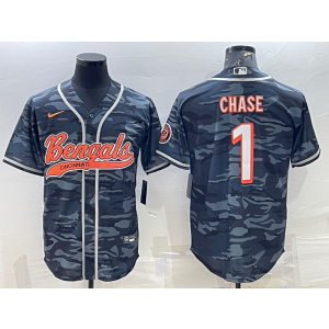 Nike Bengals 1 Chase Black Camo Vapor Baseball Limited Men Jersey