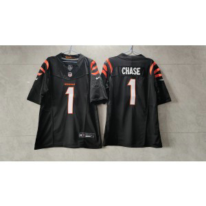 Nike Bengals 1 Ja'Marr Chase Black 2023 F.U.S.E Vapor Limited Men Jersey