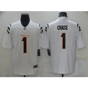 Nike Bengals 1 Ja'Marr Chase White Vapor Untouchable Limited Men Jersey