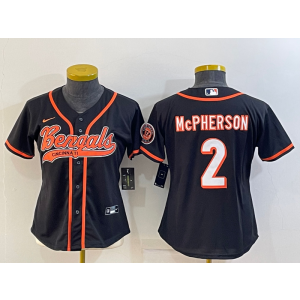 Nike Bengals 2 Evan McPherson Black Vapor Baseball Limited Women Jersey