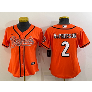 Nike Bengals 2 Evan McPherson Orange Vapor Baseball Limited Women Jersey