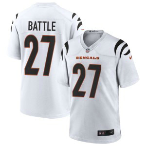 Nike Bengals 27 Jordan Battle White Vapor Untouchable Limited Men Jersey