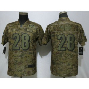 Nike Bengals 28 Joe Mixon 2018 Camo Salute to Service Limited Women Jersey