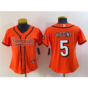 Nike Bengals 5 Tee Higgins Orange Baseball Vapor Limited Women Jersey