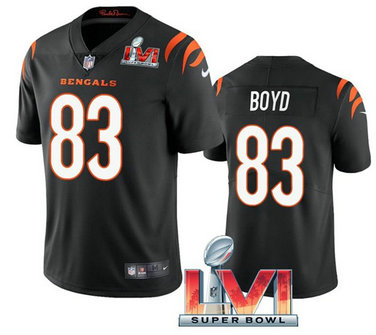 Nike Bengals 83 Tyler Boyd Black 2022 Super Bowl LVI Vapor Limited Jersey