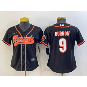 Nike Bengals 9 Joe Burrow Black Vapor Baseball Limited Women Jersey