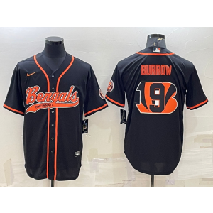 Nike Bengals 9 Joe Burrow Black Vapor Baseball Logo Limited Men Jersey