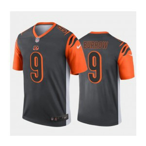 Nike Bengals 9 Joe Burrow Grey Inverted Legends Limited Men Jersey