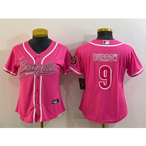Nike Bengals 9 Joe Burrow Pink Vapor Baseball Limited Women Jersey