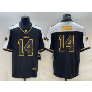 Nike Bills 14 Stefon Diggs Black Gold Thanksgiving Vapor Limited Men Jersey