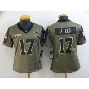Nike Bills 17 Josh Allen 2021 Olive Salute To Service Limited Women Jersey