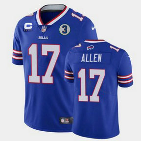 Nike Bills 17 Josh Allen 2022 Royal With 4-Star C Patch And NO.3 Patch Vapor Limited Men Jersey