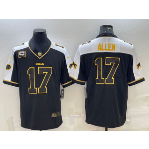 Nike Bills 17 Josh Allen Black Gold With C Patch Thanksgiving Vapor Limited Men Jersey