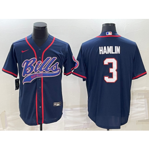 Nike Bills 3 Damar Hamlin Navy Vapor Baseball Limited Men Jersey