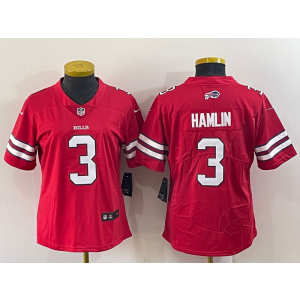 Nike Bills 3 Damar Hamlin Red Vapor Untouchable Limited Women Jersey