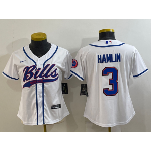 Nike Bills 3 Damar Hamlin White Vapor Baseball Limited Women Jersey