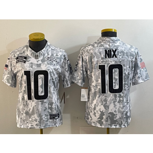 Nike Broncos 10 Bo Nix Arctic Camo 2024 F.U.S.E. Salute to Service Limited Women Jersey (Runs Small)