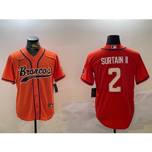 Nike Broncos 2 Pat Surtain II Orange Vapor Baseball Limited Men Jersey Nike Broncos 2 Pat Surtain II Orange Vapor Baseball Limited Men Jersey