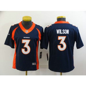 Nike Broncos 3 Russell Wilson Blue Vapor Untouchable Limited Women Jersey