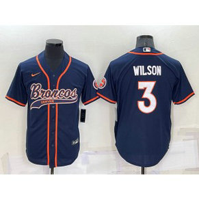 Nike Broncos 3 Russell Wilson Navy Vapor Baseball Limited Men Jersey Nike Broncos 3 Russell Wilson Navy Vapor Baseball Limited Men Jersey