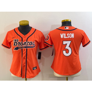 Nike Broncos 3 Russell Wilson Orage Vapor Baseball Limited Women Jersey