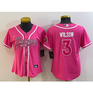 Nike Broncos 3 Russell Wilson Pink Vapor Baseball Limited Women Jersey