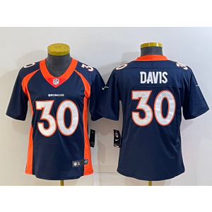 Nike Broncos 30 Terrell Davis Blue Vapor Untouchable Limited Women Jersey