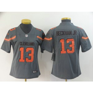 Nike Browns 13 Odell Beckham Jr. Grey Inverted Legend Women Jersey