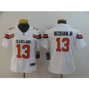 Nike Browns 13 Odell Beckham Jr White Vapor Untouchable Limited Women Jersey