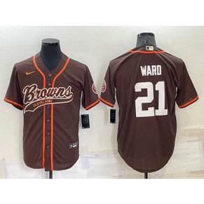 Nike Browns 21 Denzel Ward Brown Vapor Baseball Limited Men Jersey