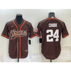 Nike Browns 24 Nick Chubb Brown Vapor Baseball Limited Men Jersey