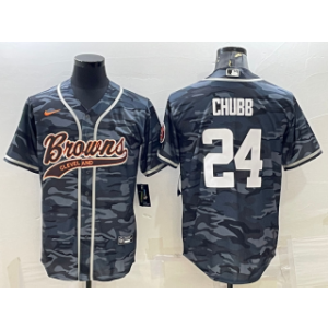 Nike Browns 24 Nick Chubb Grey Camo With Patch Vapor Baseball Limited Men Jersey Nike Browns 24 Nick Chubb Grey Camo With Patch Vapor Baseball Limited Men Jersey