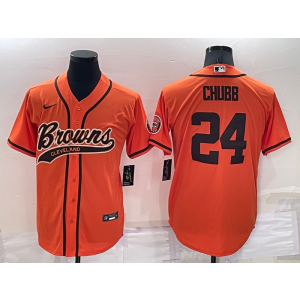 Nike Browns 24 Nick Chubb Orange Vapor Baseball Limited Men Jersey Nike Browns 24 Nick Chubb Orange Vapor Baseball Limited Men Jersey