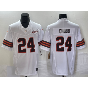 Nike Browns 24 Nick Chubb White 2023 F.U.S.E Vapor Limited Men Jersey