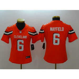 Nike Browns 6 Baker Mayfield Orange Vapor Untouchable Limited Women Jersey