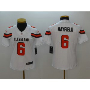 Nike Browns 6 Baker Mayfield White Vapor Untouchable Limited Women Jersey