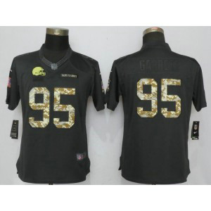Nike Browns 95 Myles Garrett Anthracite Salute to Service Limited Women Jersey