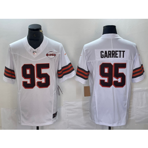 Nike Browns 95 Myles Garrett White 1946 Patch 2023 F.U.S.E Vapor Limited Men Jersey