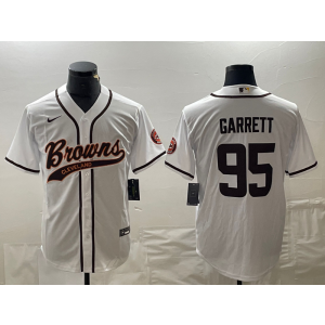 Nike Browns 95 Myles Garrett White Baseball Vapor Limited Men Jersey