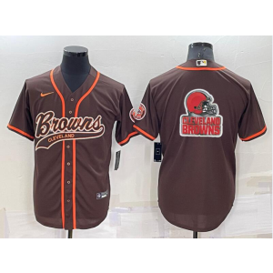 Nike Browns Blank Brown Vapor Baseball Logo Limited Men Jersey