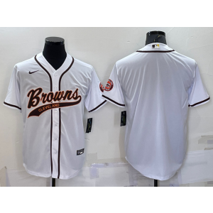 Nike Browns Blank White Vapor Baseball Limited Men Jersey