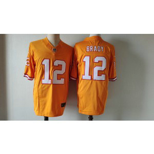 Nike Buccaneers 12 Tom Brady Orange 2023 F.U.S.E Vapor Limited Men Jersey