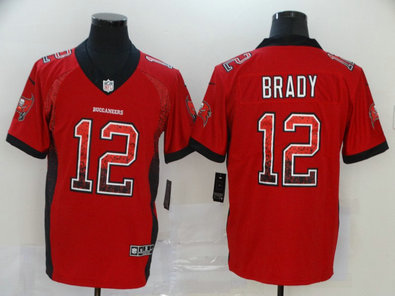 Nike Buccaneers 12 Tom Brady Red Drift Fashion Limited Jersey
