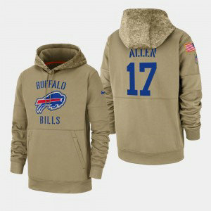 Nike Buffalo Bills 17 Josh Allen Tan 2019 Salute To Service Sideline Therma Pullover Hoodie