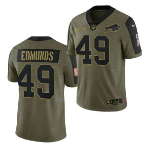 Nike Buffalo Bills 49 Tremaine Edmunds 2021 Olive Salute To Service Limited Men Jersey